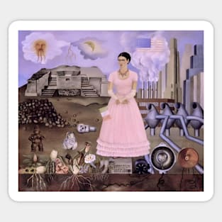 Self Portrait Along the Border Line Between Mexico and the United States by Frida Kahlo Sticker